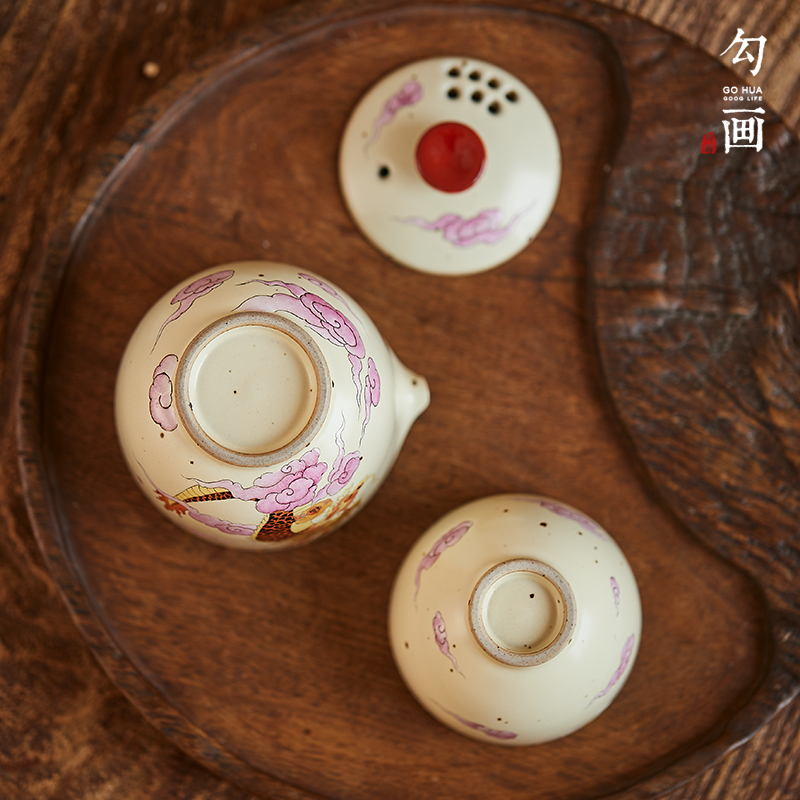 勾画便携式旅行茶具套装快客杯一壶一杯旅游O户外露营一人饮茶壶