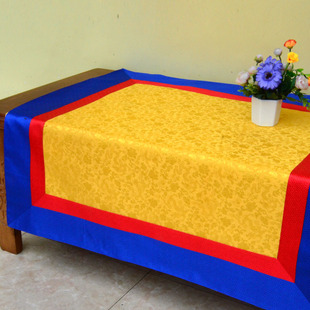 藏式供桌布d民族风香案桌贡台垫织锦缎富贵花拼边餐桌茶几盖布1米