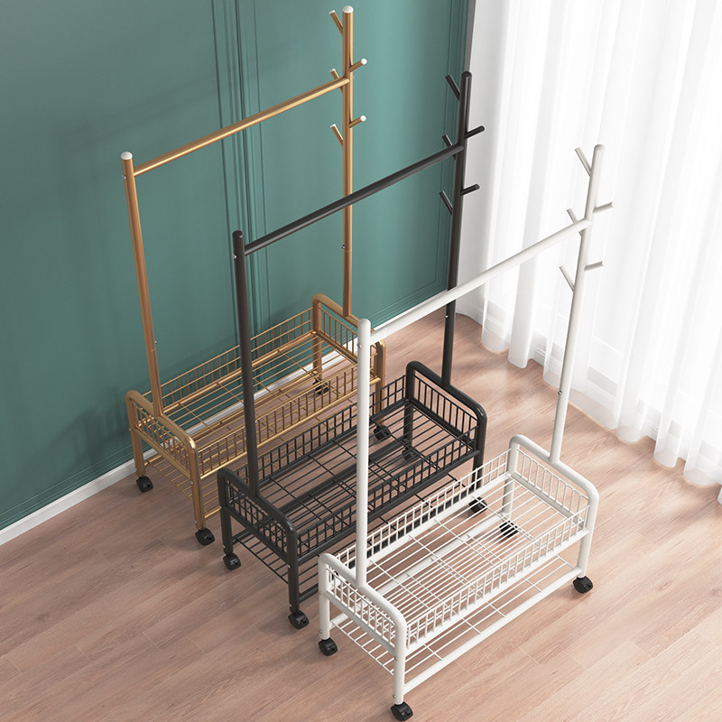 晾衣架落地d折叠家用晒衣架阳台室内简易单杆式衣帽架卧室挂衣架