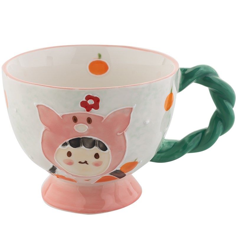 可爱陶瓷马克杯女生家用牛奶燕麦早餐杯子高颜值情侣X带勺咖啡水,餐饮具,马克杯,淘宝优惠券,粉丝福利购,淘宝优惠卷