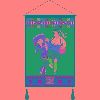 广西壮族风情挂画 民宿酒楼装饰A画 壮乡文化特色民俗人物壮锦壁