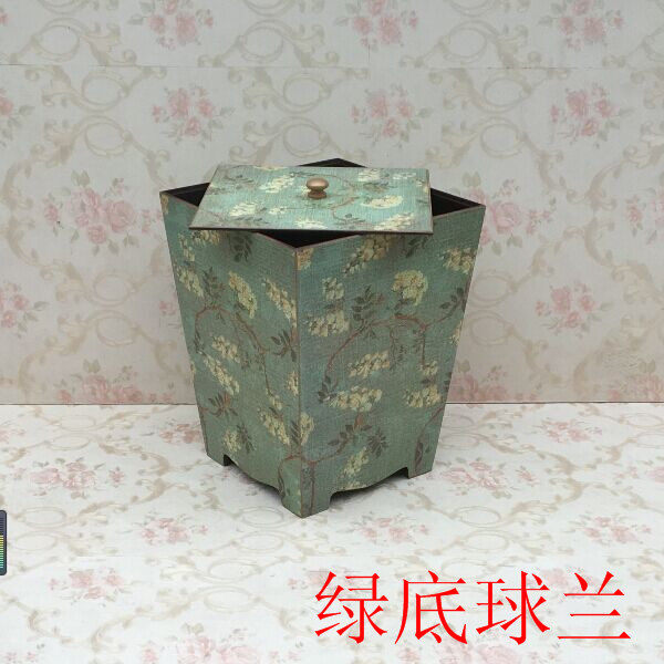 家用客厅垃圾桶欧式创意酒店木质收纳桶卧L室厨房大号四方带盖纸