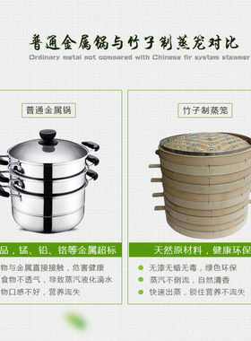 43/51.3厘米商用大竹蒸笼 不锈钢包口K笼屉家用蒸包子馒头专用蒸