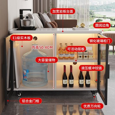 沙发边几实木小桌子可移动茶几家用轻奢岩板O储物柜沙发边柜茶水