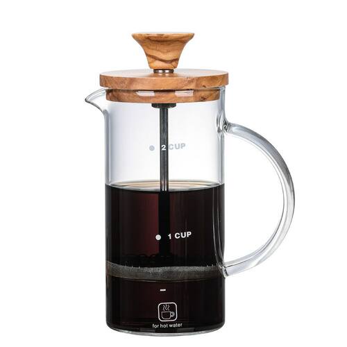 橄榄木法压壶f手冲咖啡壶冲茶器茶水分离泡茶杯滤压壶耐高温玻璃