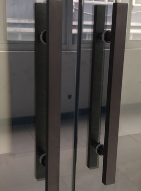 孔距30/50/60/1.2/1.5米B不锈钢方管黑色玻璃门拉手实木门把手扶