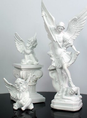 欧式大天使长米迦勒圣迈克尔雕塑摆件F家居装饰树脂工艺品雕像摆