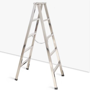 家用梯子304不锈钢人字梯折叠装 修梯加厚四五六步梯Z室内工程梯