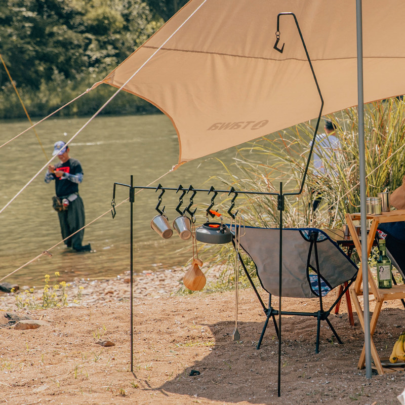 户外 铁艺挂灯架露营灯架t野炊灯杆支架置物架挂灯架可地插 可拆
