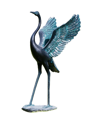 户外仿铜仙鹤雕塑玻璃o钢售楼部园林庭院景观水系白鹭模型白鹤摆