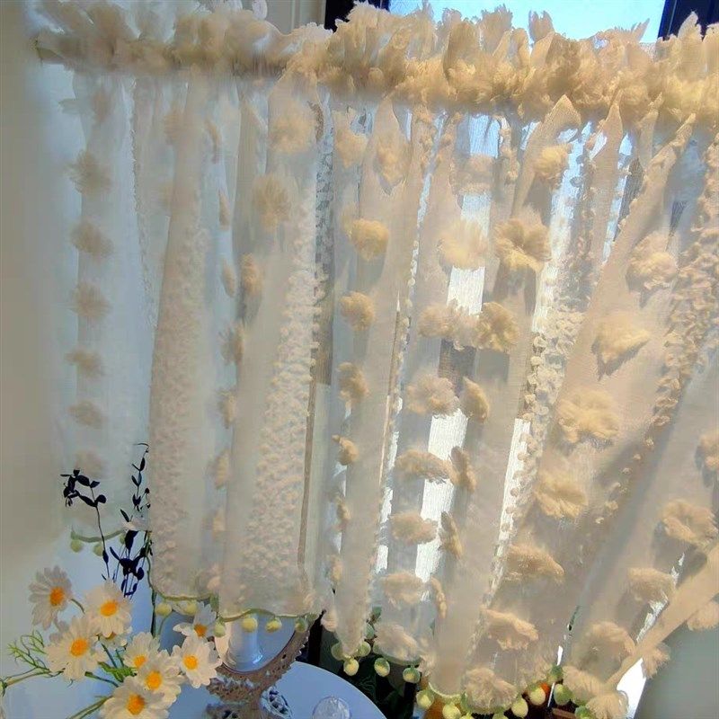 法式轻奢小众高级感窗p帘免打孔魔术贴短帘美式门帘半帘隔断帘柜,居家布艺,成品窗帘,淘宝优惠券,粉丝福利购,淘宝优惠卷