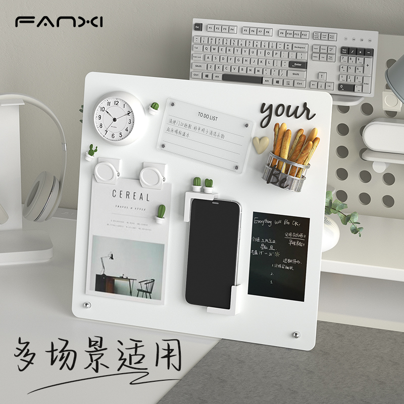 办公桌磁吸板留言板立式白板台式小黑板桌面记事板便利黑板备忘录铁板可磁吸磁铁展示板金属板铁板磁铁记事板