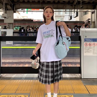 T恤女上衣半袖 ADC 简约logo印花宽松百搭短袖 复古ins风时尚 FZ韩版