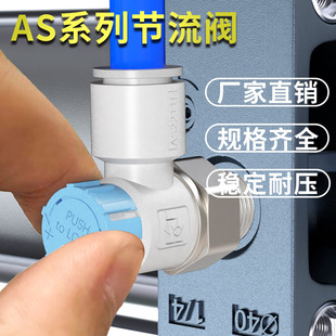 AS管道型节流阀调速阀直通气缸控制阀AS2002 3002 4002F