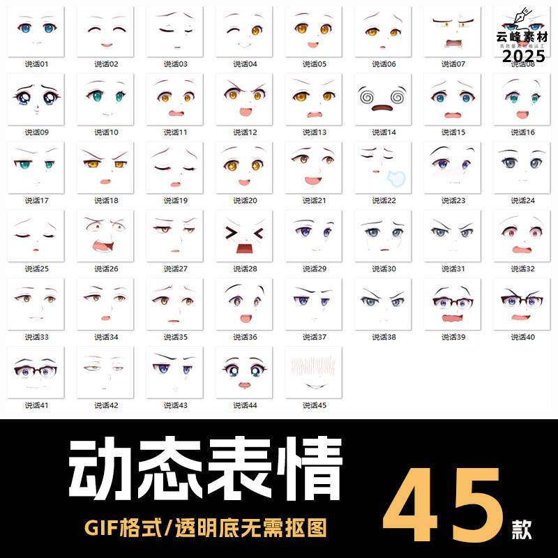 ae剪映情感沙雕动画搞笑卡通gif动态说话表情包多种情绪素材