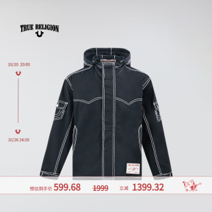 TrueReligion早秋男士 风连帽夹克 明线潮酷工装