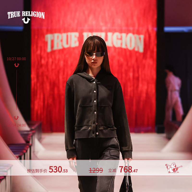 True ReligionTrueReligion2024秋冬新品女士舒适面料百搭连帽衫