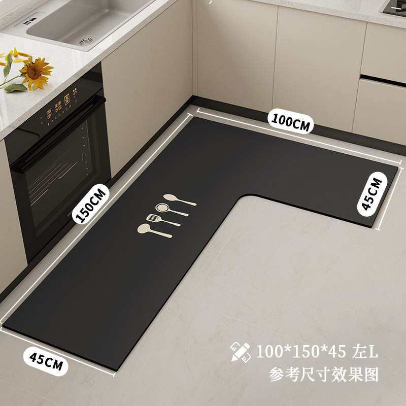 简约纯色厨房专用地垫拐角L型硅藻泥防滑吸水速干装饰易打理脚垫,居家布艺,厨房地垫,淘宝优惠券,粉丝福利购,淘宝优惠卷