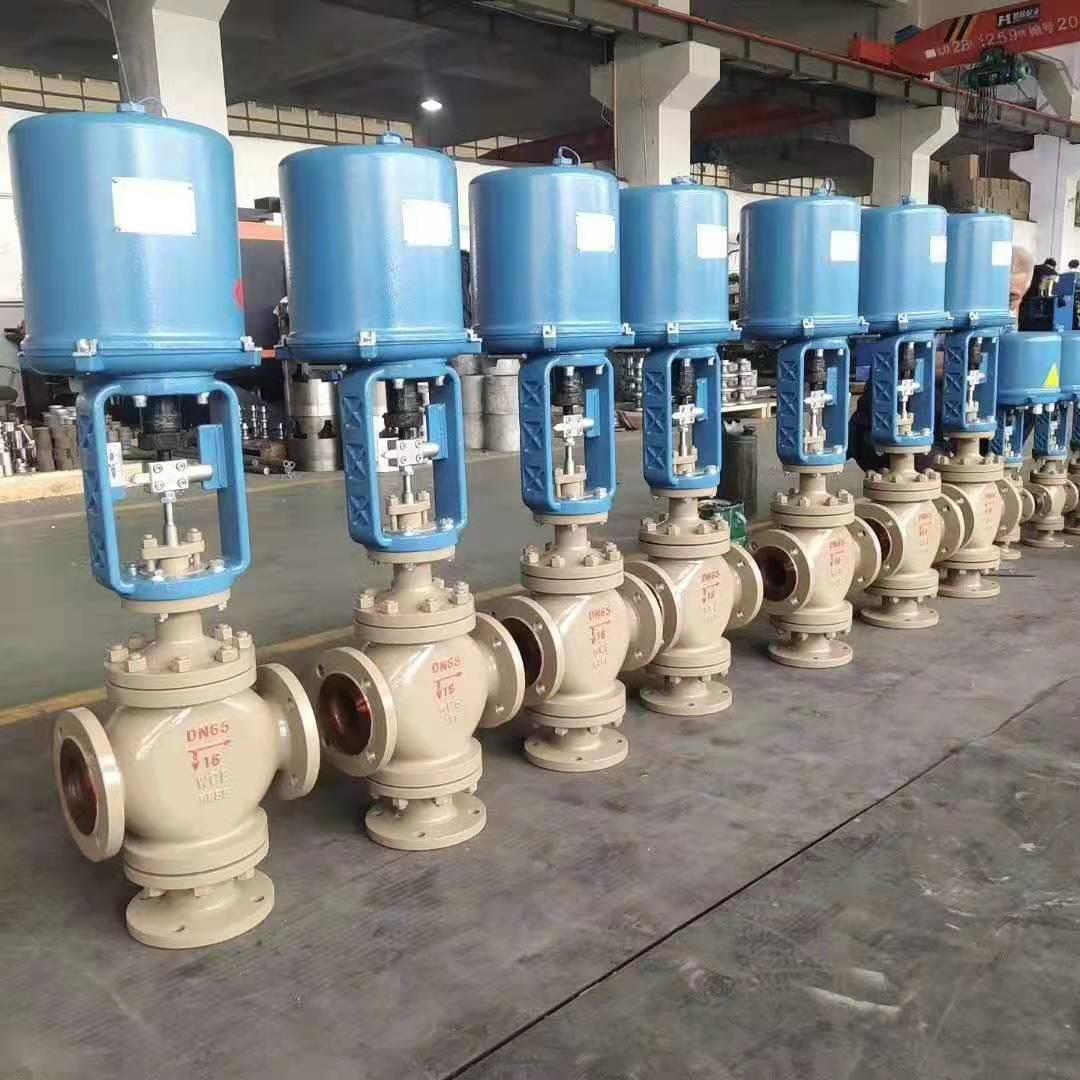 400高温导热油用电动阀DN100电动三通导热油温控阀DN80三通调节阀