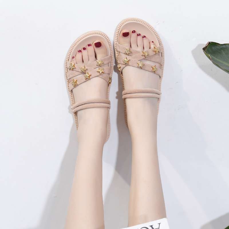 HM-10 两穿罗马鞋女学生时尚2021新款夏季罗马风平底韩版大码鞋女