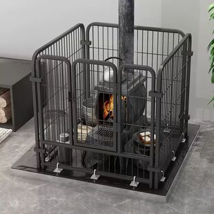 柴火炉防烫围栏长方形铁丝网铁网罩室内防护小孩铁制煤炉围挡农村