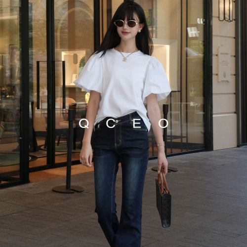 QCEO/设计感宽松拼接泡泡