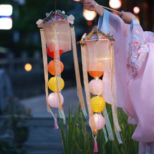 2026新款元宵节灯笼儿童手工材料包古风汉服户外手提花灯挂饰