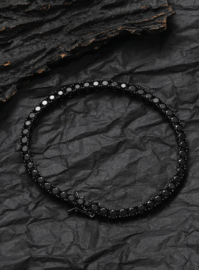 欧美嘻哈饰品 黑色网球手链m4mm5mm铜镶锆石黑色网球链新爆