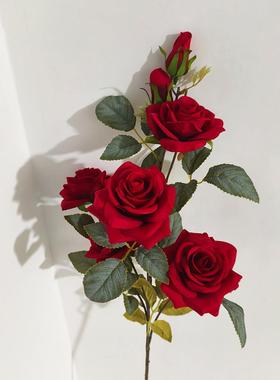 7头仿真花北欧氛围浪漫婚庆摄影家居装饰长枝单枝仿真插花玫瑰