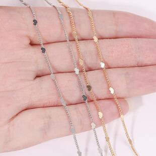 饰品链条纯铜压桃心链条保色封油手工链项链发簪服饰指甲材料