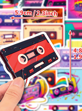 大卖50张磁带贴纸temu新品波普音乐创意磁带卡通贴纸