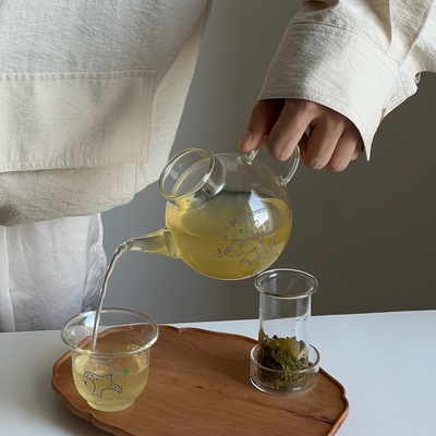 与此·高硼硅飞鸟玻璃茶壶茶杯耐高温冷泡一壶一杯茶水分离茶具无
