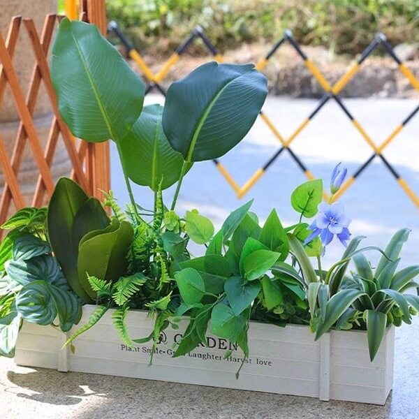 绿植假植物组合仿生花草绿萝栅栏造景室内隔断花槽装饰品摆设