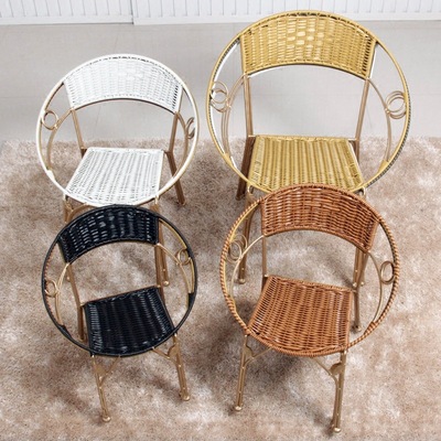 藤椅 靠背椅儿童小藤椅子单人成人家用编织滕椅阳台椅子室外腾椅