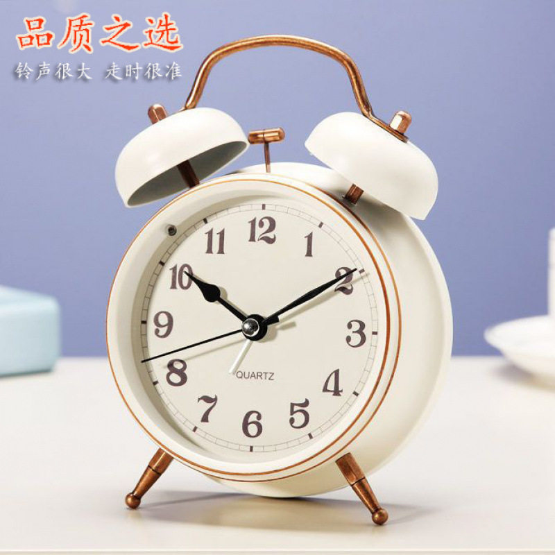 闹钟学生日韩简约欧式静音床头创意夜灯金属打铃小闹表厂家直销
