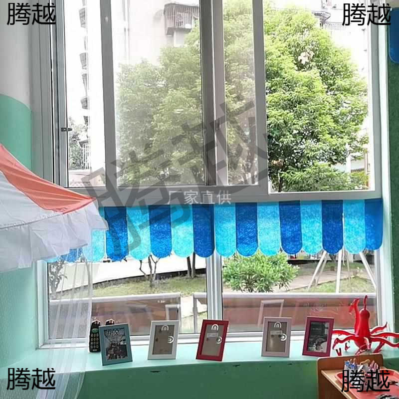橘黄彩旗幼儿园环创布置儿童房门头装饰少女房门帘窗户门框屋檐