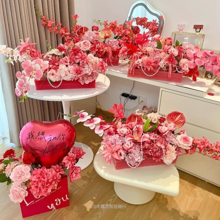 婚房布置装饰花订婚宴客厅摆设结婚花桌花床头花迎宾摆件
