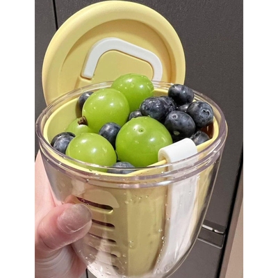 便携水果便当盒双层沥水杯带叉子外出带盖密封保鲜盒防漏杯沙拉盒