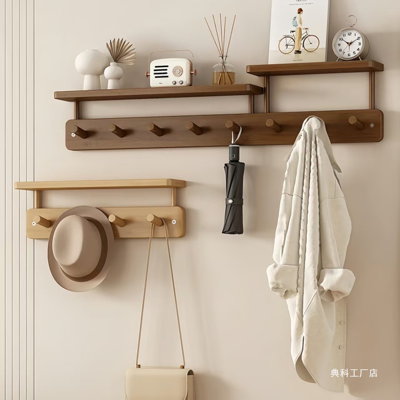 现代简约墙上试壁挂衣架入户门后免打孔简易卧室家用进门玄关排钩