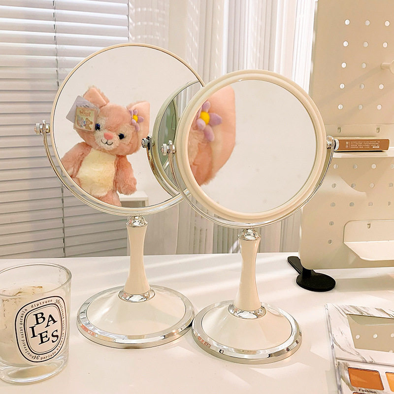 镜子桌面风双面化妆镜网红复古圆形台式大号梳妆台简约卧室女代货