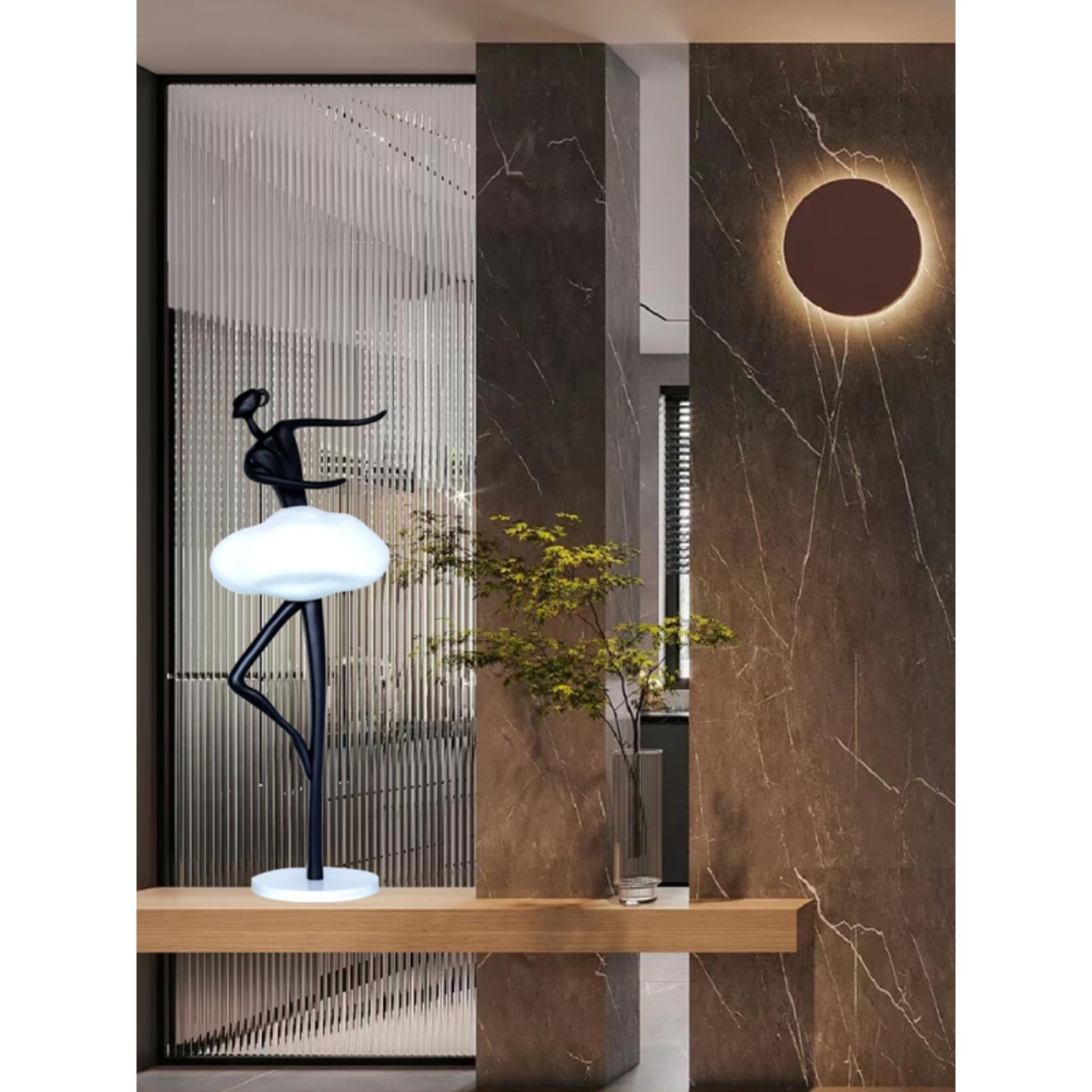 轻奢玄关芭蕾舞人艺术壁龛大摆件客厅入户轻奢抽象落地雕塑装饰品