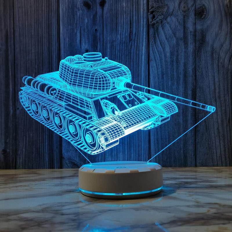 创意坦克3d小夜灯充电遥控七彩氛围灯桌面装饰台灯高级感生日礼物
