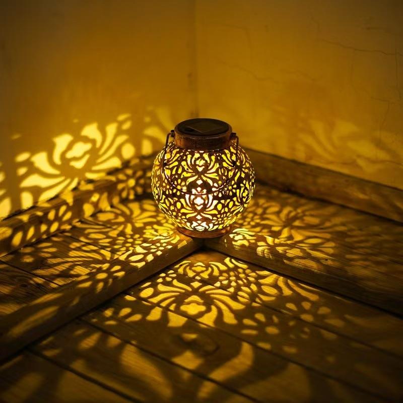 昙花铁艺镂空投影灯 太阳能户外庭院灯 氛围灯花园草坪景观led灯