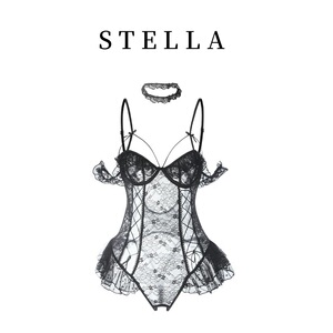 STELLA 性感甜美修身绑带连体衣套装睡裙家居服睡衣女