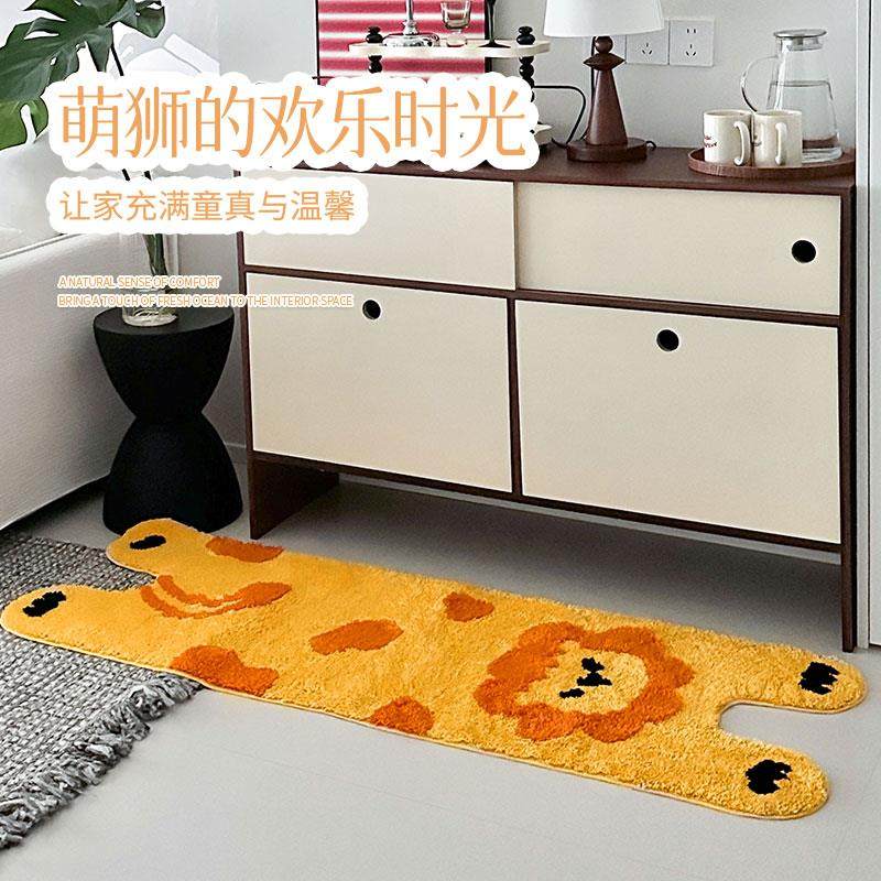 儿童房地毯狮子老虎花豹卧室床边房间卡通北欧少女可爱撸猫感