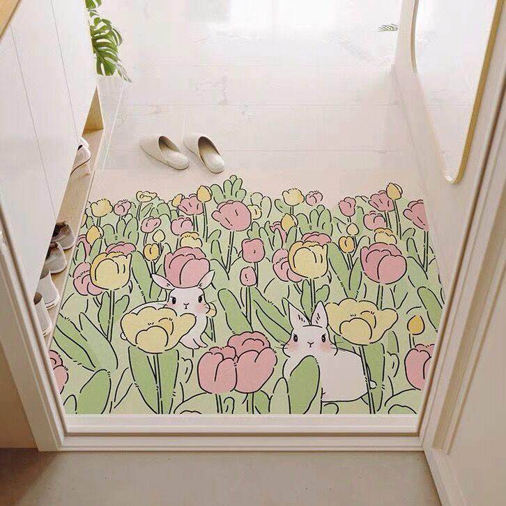 暖藻 兔年郁金香入户门地垫pvc可裁剪玄关门口进门地毯可擦免洗,居家布艺,入户地垫,淘宝优惠券,粉丝福利购,淘宝优惠卷