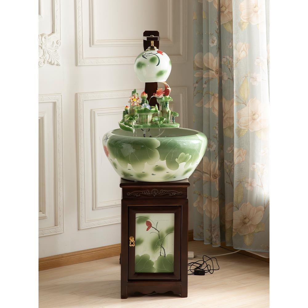 景德镇流水摆件开业礼品电视柜办公室鱼缸新中式陶瓷禅意客厅软装