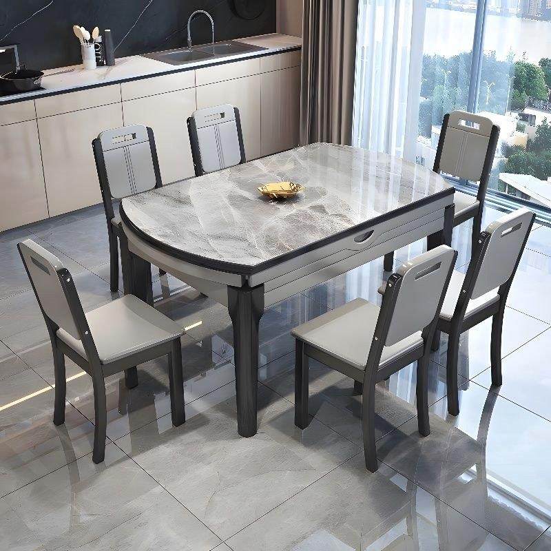 岩板餐桌椅组合现代简约家用小户型轻奢饭桌可变圆桌伸缩实木餐桌,住宅家具,岩板餐桌,淘宝优惠券,粉丝福利购,淘宝优惠卷