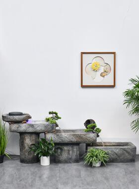 石墨假山流水喷泉室内入口办公室店铺景观装饰循环水落地式鱼塘装