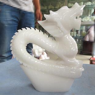 天然白玉龙手工动物桌面摆件现代家居客厅办公室玄关摆放朋友祝福